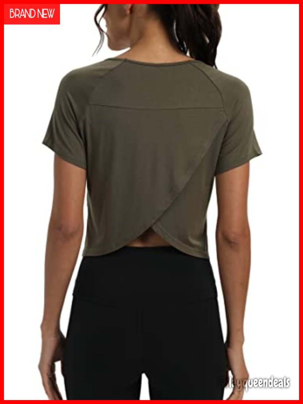 Mippo Workout Crop Top Split Back Athletic Gym Shirt Loose Fit